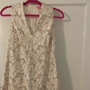 LILLY PULITZER White and Gold Dress